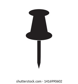 Vector push pin icon, silhouette on white background 