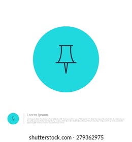 vector push pin icon thin line for web and mobile, modern minimalistic flat design. Vector outline icon and offset colour on light white background