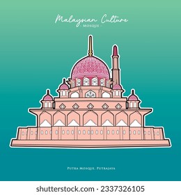 Vector of Putra Mosque in Putrajaya, Malaysia