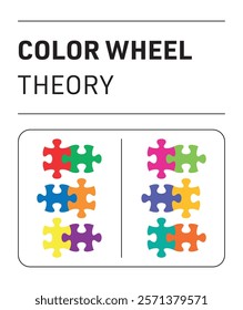 Vector puzzle color wheel theory twelve colors