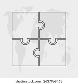 Vector puzzle diagram infographic process on 4 parts, options or processes. Template time line for diagram, graph, presentation and chart. Four steps jigsaw puzzle pieces for business, flow concept