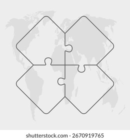 Vector puzzle diagram infographic process on 4 parts, options or processes. Template time line for diagram, graph, presentation and chart. Four steps puzzle pieces jigsaw for business, flow concept