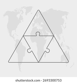 Diagrama de quebra-cabeça de vetor processo infográfico em 4 partes, opções ou processos. Linha de tempo do modelo para diagrama, gráfico, apresentação e gráfico. Quebra-cabeça triangular de quatro etapas para negócios, conceito de fluxo