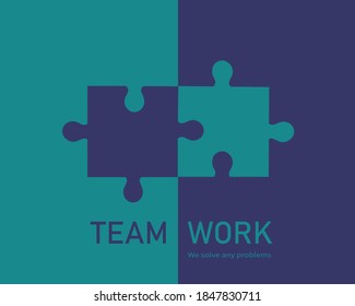Vectorpuzzle-Spiel. Teamwork und Business-Konzept.
