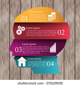 Vector puzzle human face infographic. Cycle brainstorming diagram