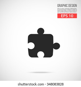 Vector puzzle icon. Black icon pictogram. Modern flat design vector illustration, quality concept for web banner, web and mobile applications, infographics. Vector icon isolated on gradient background