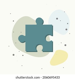 Vector puzzle icon on multicolored background. Layers grouped for easy editing illustration. For your design.