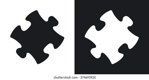 Vector puzzle icon. Two-tone version on black and white background