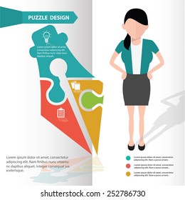 Vector puzzle info graphic design and character,clean vector