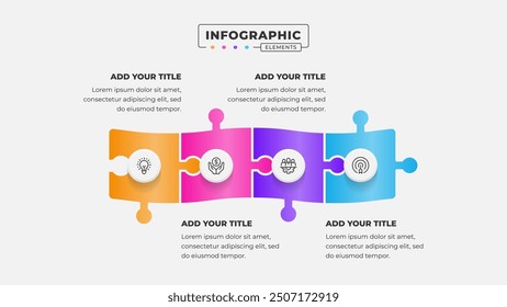 Vector puzzle infographic design template with 4 steps or options