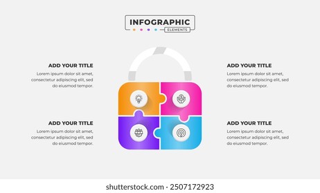 Vector puzzle infographic design template with 4 steps or options