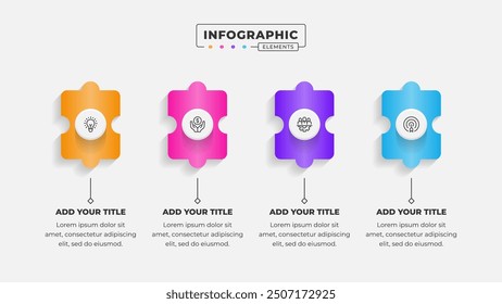 Vector puzzle infographic design template with 4 steps or options