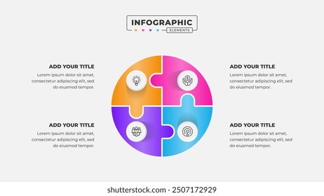 Vector puzzle infographic design template with 4 steps or options