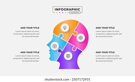 Vector puzzle infographic design template with 4 steps or options