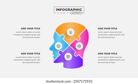 Vector puzzle infographic design template with 4 steps or options