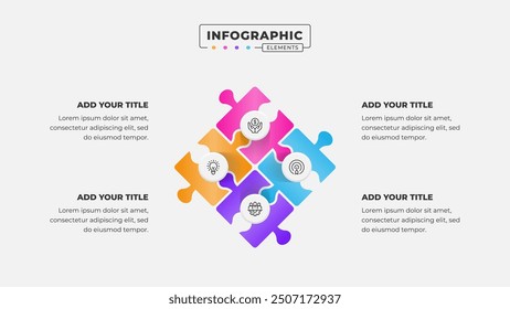 Vector puzzle infographic design template with 4 steps or options