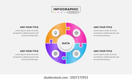 Vector puzzle infographic design template with 4 steps or options