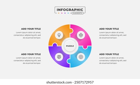 Vector puzzle infographic design template with 4 steps or options