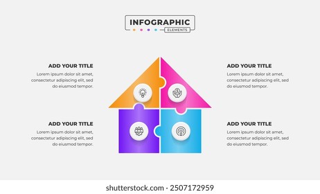 Vector puzzle infographic design template with 4 steps or options