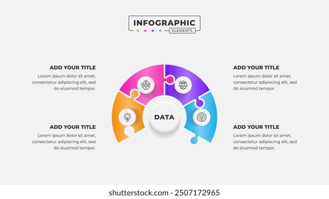 Vector puzzle infographic design template with 4 steps or options