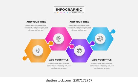 Vector puzzle infographic design template with 4 steps or options