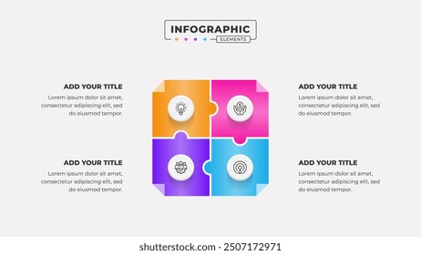 Vector puzzle infographic design template with 4 steps or options