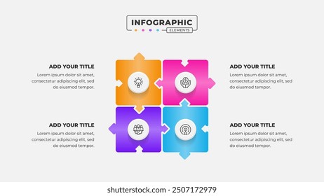 Vector puzzle infographic design template with 4 steps or options