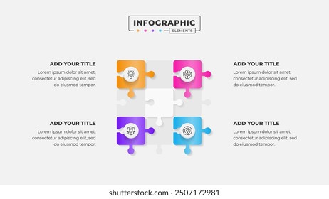 Vector puzzle infographic design template with 4 steps or options