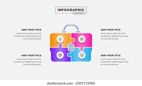 Vector puzzle infographic design template with 4 steps or options