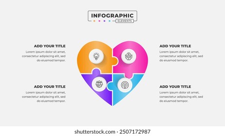 Vector puzzle infographic design template with 4 steps or options