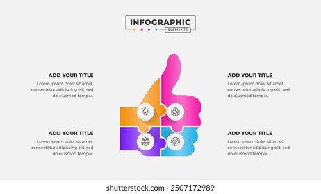 Vector puzzle infographic design template with 4 steps or options