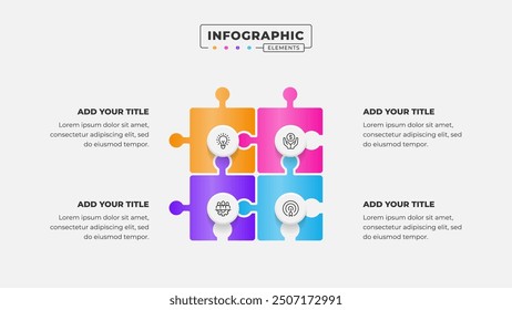 Vector puzzle infographic design template with 4 steps or options