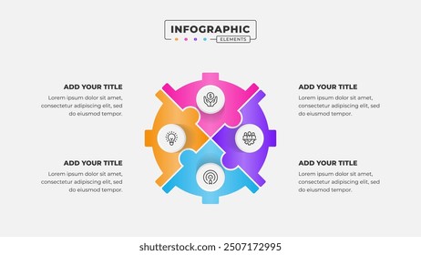 Vector puzzle infographic design template with 4 steps or options