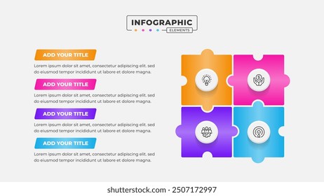 Vector puzzle infographic design template with 4 steps or options