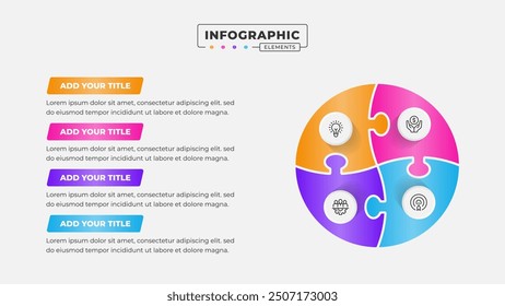 Vector puzzle infographic design template with 4 steps or options