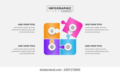 Vector puzzle infographic design template with 4 steps or options