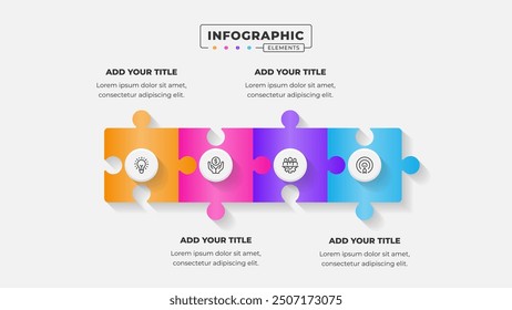 Vector puzzle infographic design template with 4 steps or options