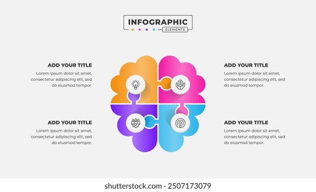 Vector puzzle infographic design template with 4 steps or options