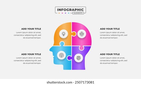 Vector puzzle infographic design template with 4 steps or options