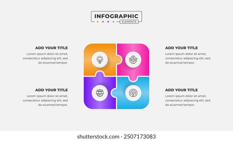 Vector puzzle infographic design template with 4 steps or options