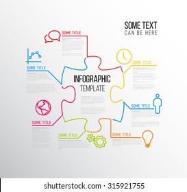 Vector puzzle Infographic report template made from lines and icons