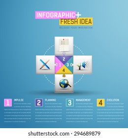 Vector puzzle infographic. Template for diagram, graph, presentation and chart. Business concept with 4 options, parts, steps or processes. Abstract background..
