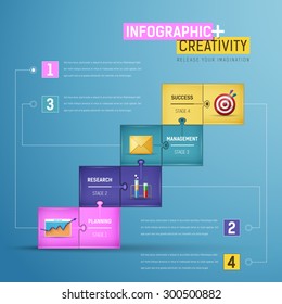 Vector puzzle infographic. Template for diagram, graph, presentation and chart. Business concept with 4 options, parts, steps or processes. Abstract background.