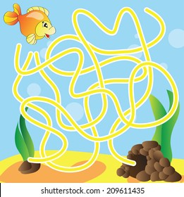 Vector puzzle for kids  - the marine life