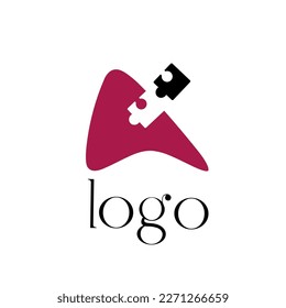 Vector puzzle logo with DEEP red color 