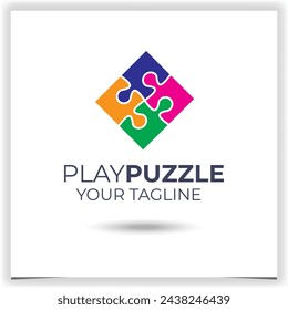 Vector puzzle logo design template