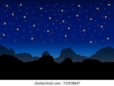 Vector puzzle of night mountain with stars.