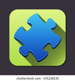 Vector puzzle piece icon with long shadow