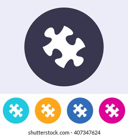 Vector puzzle piece icon on round colorful buttons
