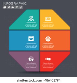 Vector puzzle pieces template for infographic. Business concept with 6 options. Eps 10. Can be used for diagram, banner, number options, workflow layout, step up options, web design etc.
